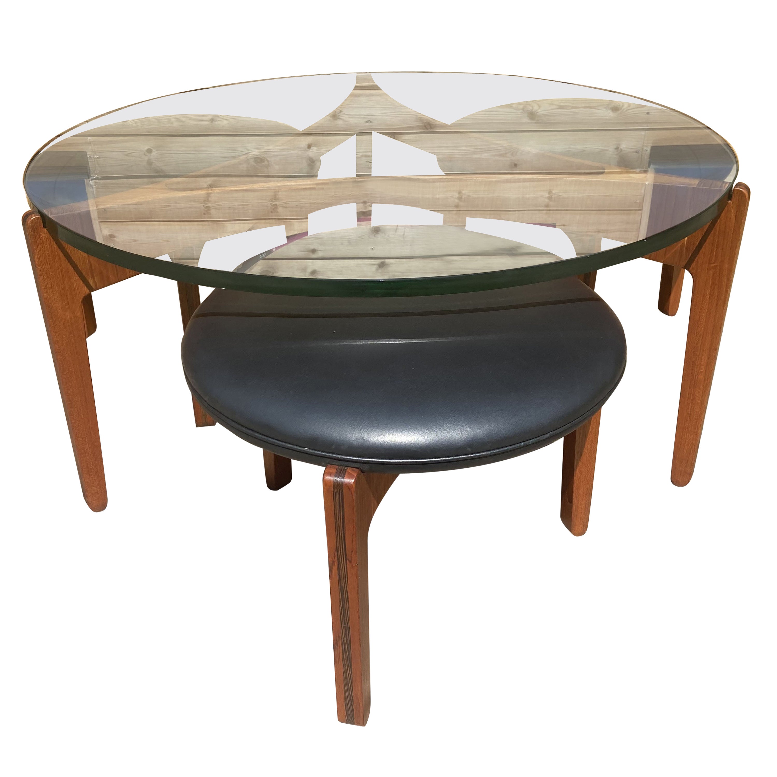 Set of Coffee Table and 3 Stools by Sven Ellekaer for Christian Linneberg