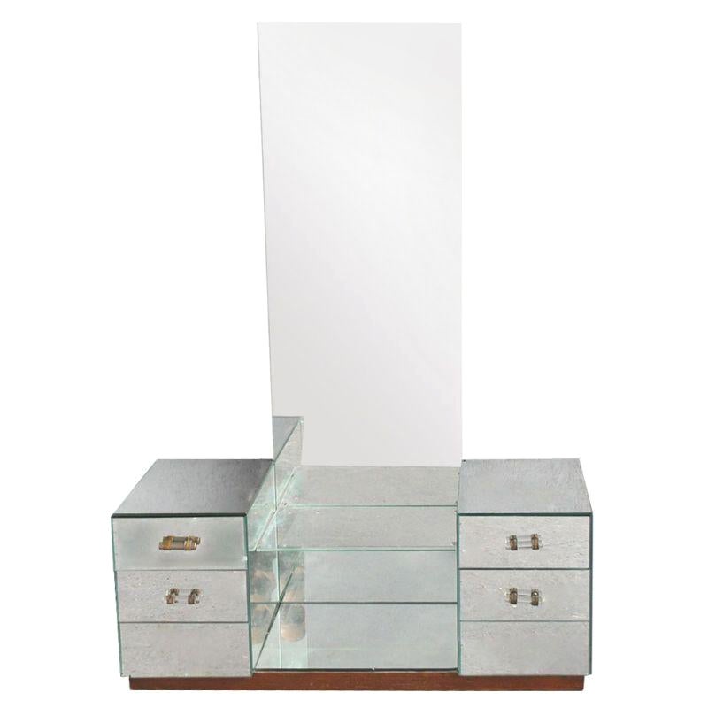 1940 Style Mirror Dressing Table with 6 Drawers For Sale