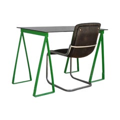 Green Lacquered Tripod Desk from the 1980s