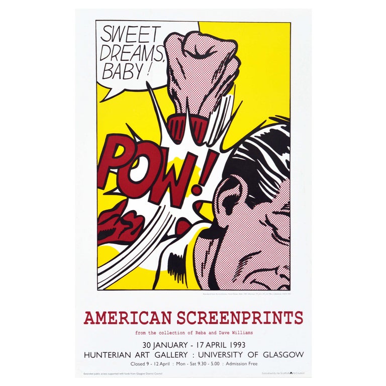 Original Vintage Exhibition Poster Sweet Dreams Baby Lichtenstein Pop Art  POW! For Sale at 1stDibs | vintage explosion glasgow