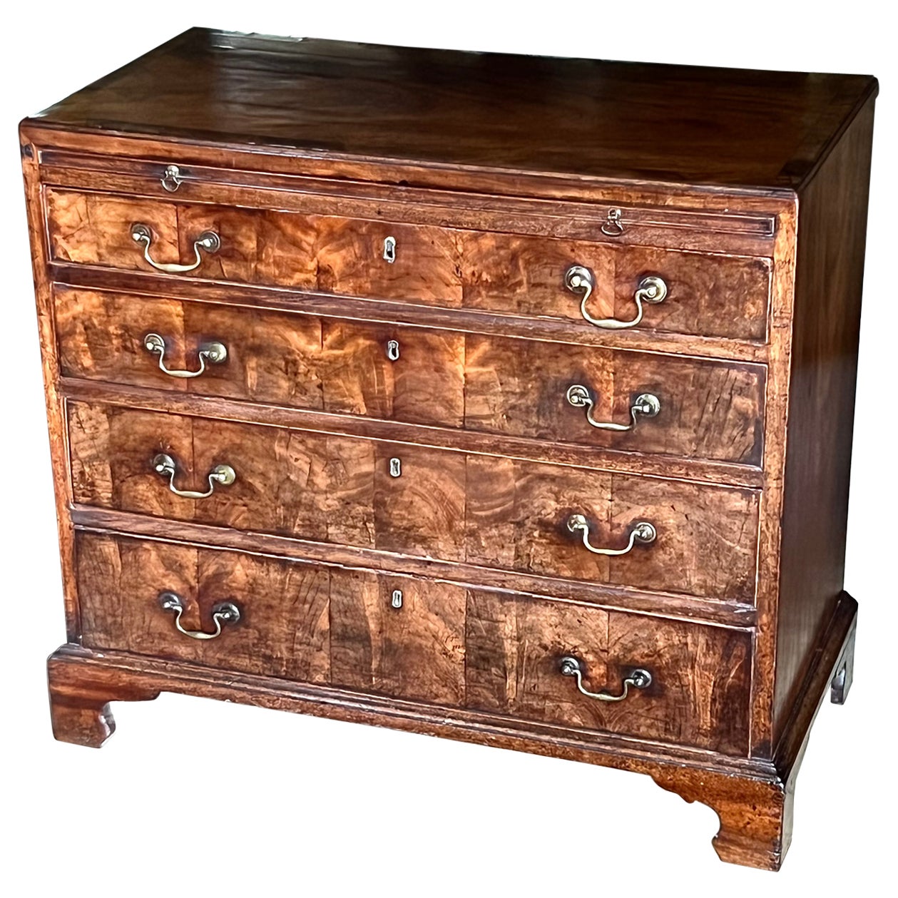 Rare George III Walnut and Mahogany Caddy-Top Bachelor’s Chest