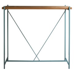 Console 'Tekno', Light-Blue Iron Structure and Wood Top