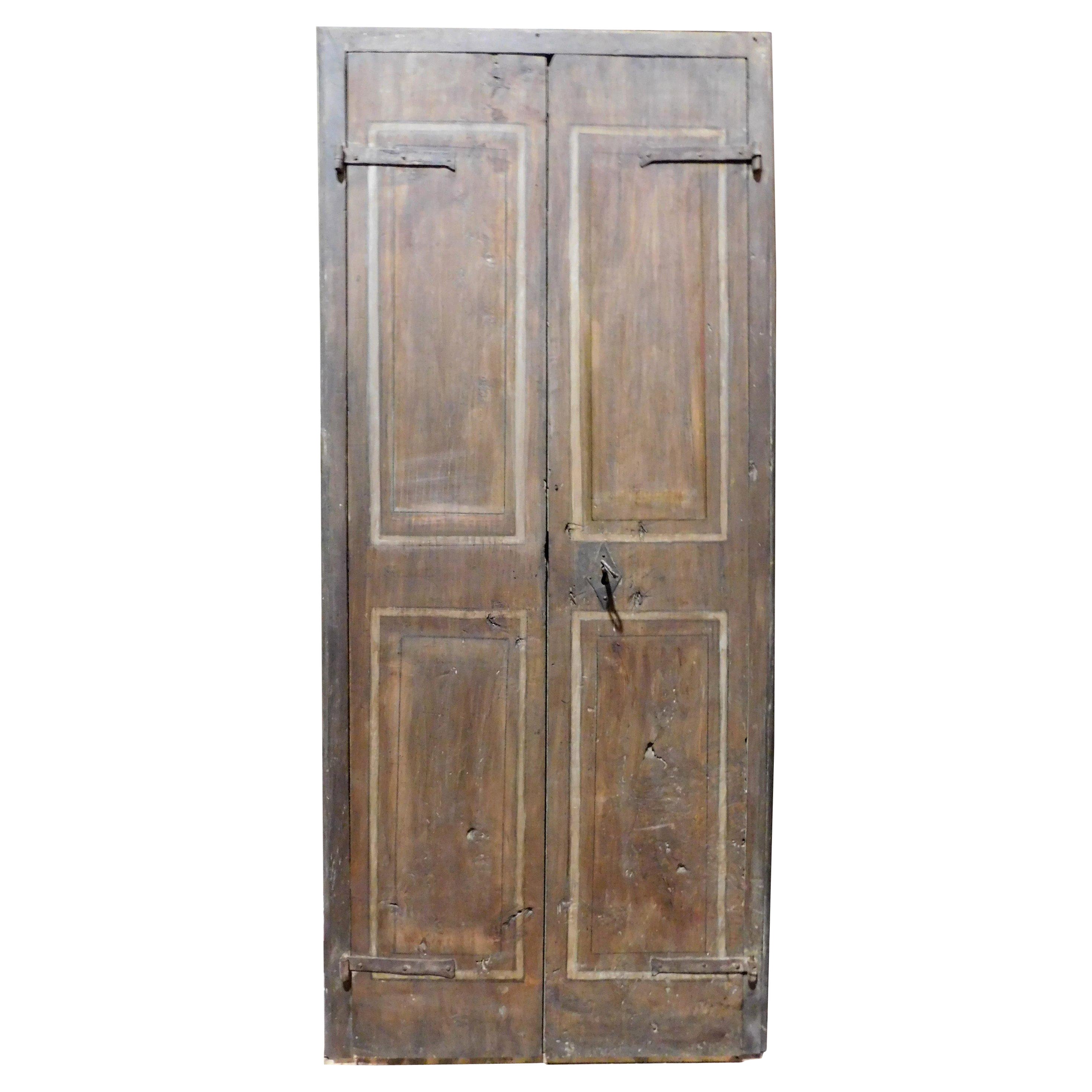 Antigua Puerta de Armario de Pared de Madera Lacada, Siglo XVIII Italia