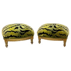 19th Century Pair of French Louis XVI Giltwood Stools