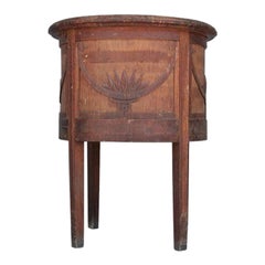Table sur piédestal 1925 en chêne et marqueterie