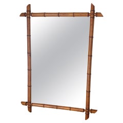 Large Antique Faux Bamboo Mirror, France, Early 20th Century