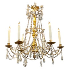 19th Century Northern Italian Giltwood and Crystal Chandelier