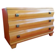 Unusual Large & Long Vintage Wavy Profile Post Modern Drawer Cabinet, 1980s, USA