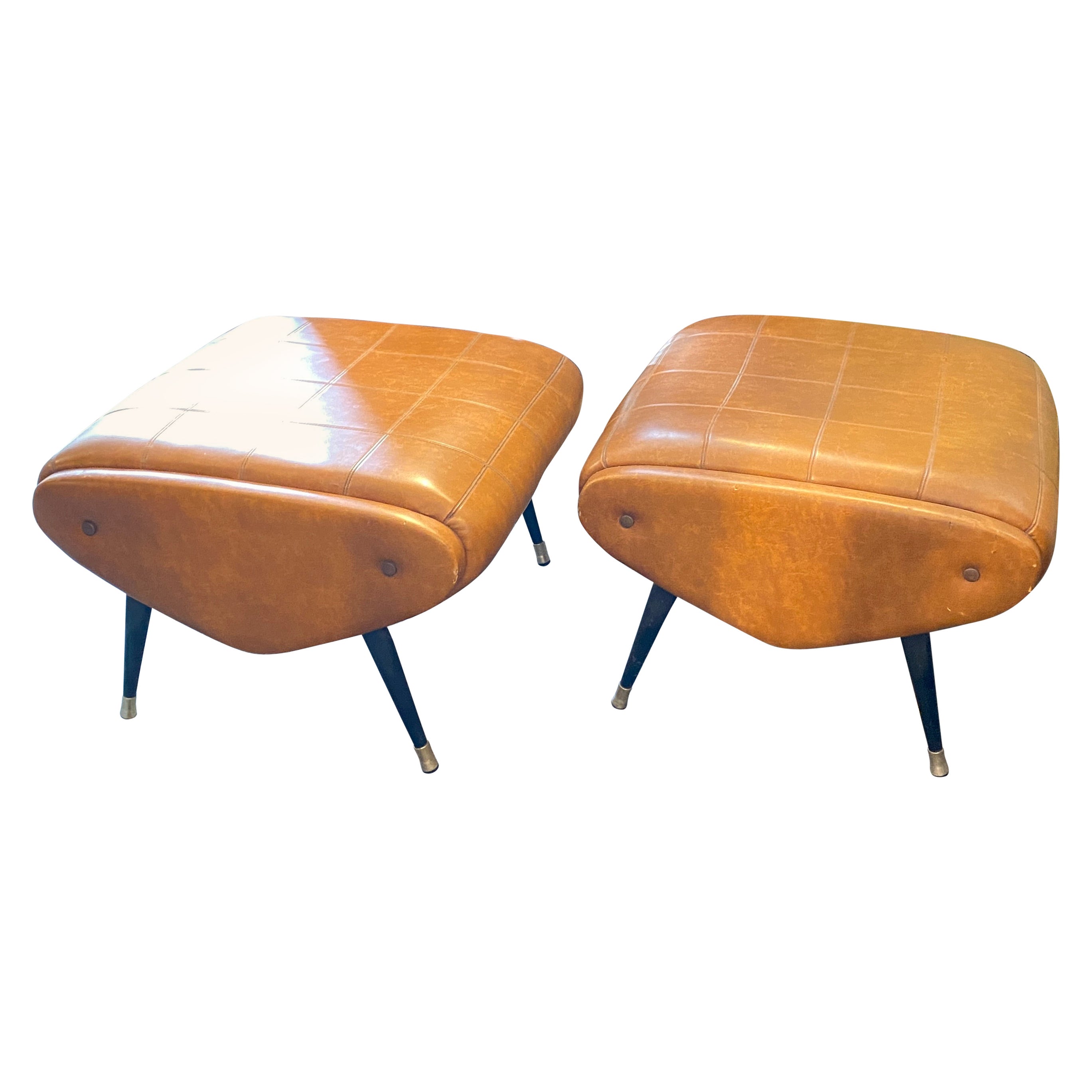 1960s Set of Two Mid-Century Modern Large Italian Poufs For Sale at 1stDibs