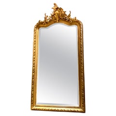 Large French Giltwood Louis XV-Style Mirror with Beveled Plate, 18th C
