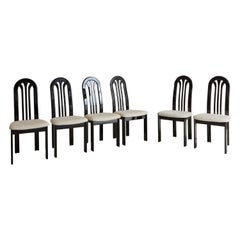 Set of Six Black Lacquered Dining Chairs by Lübke for Roche Bobois, 1980s