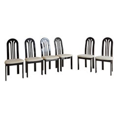 Ensemble de six chaises de salle à manger laquées noires par Lbke pour Roche Bobois, années 1980