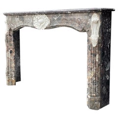 Louis XV Fireplace in De Waulsort Marble, Levanto and Statuary White, XVIIIth