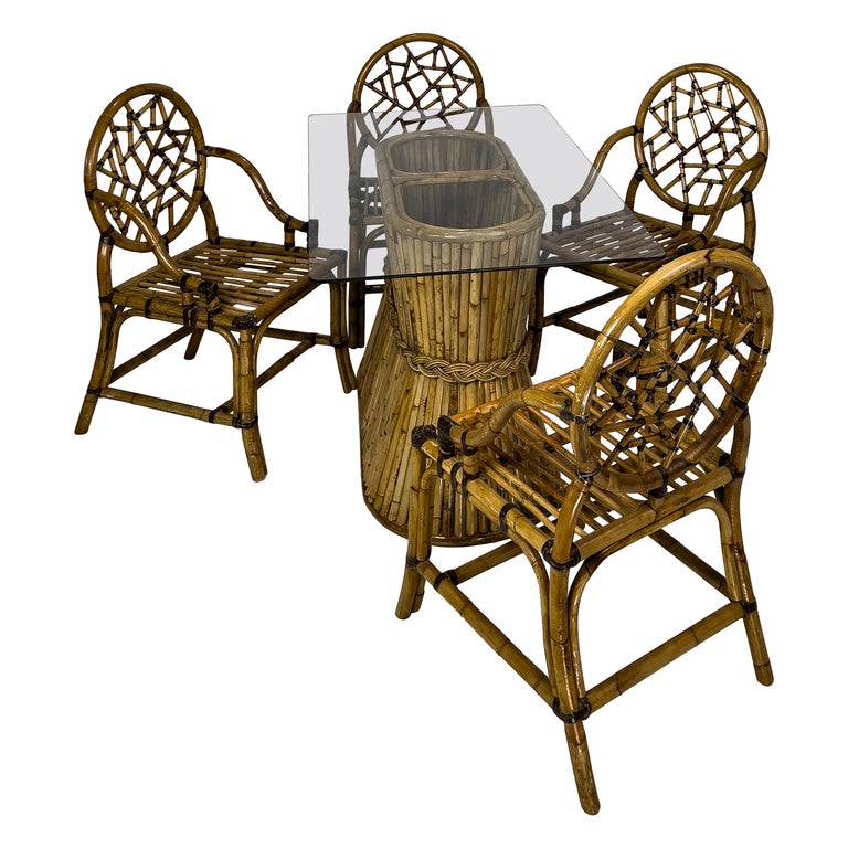 McGuire Table and Chair Set with Cracked Ice Pattern