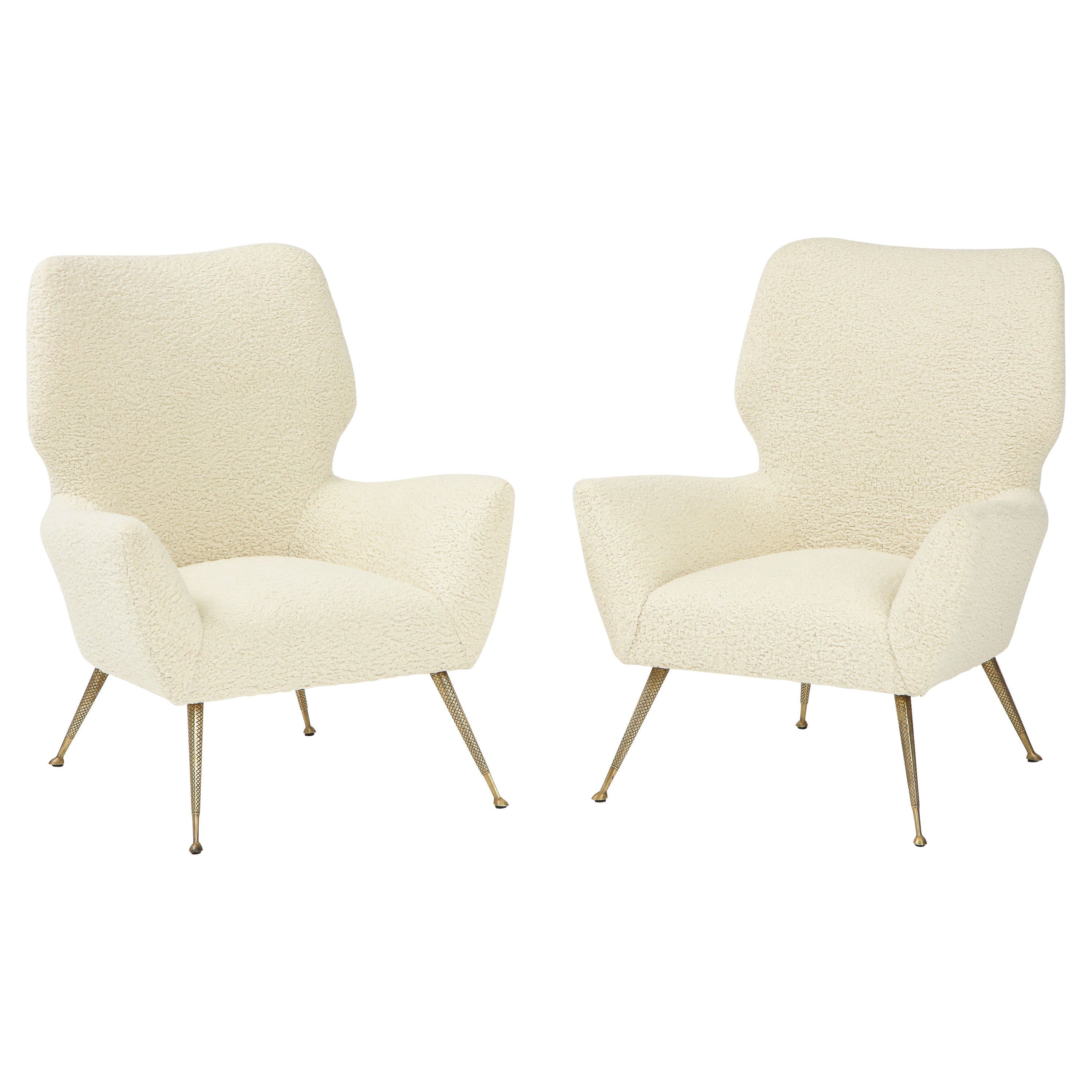 Italian Pair of Chairs with Brass Legs, Gio Ponti for Casa e Giardino