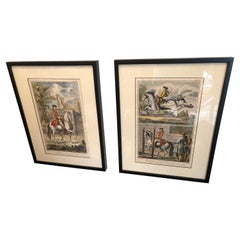 Pair of Beautiful Hand Colored French Equestrian Engravings