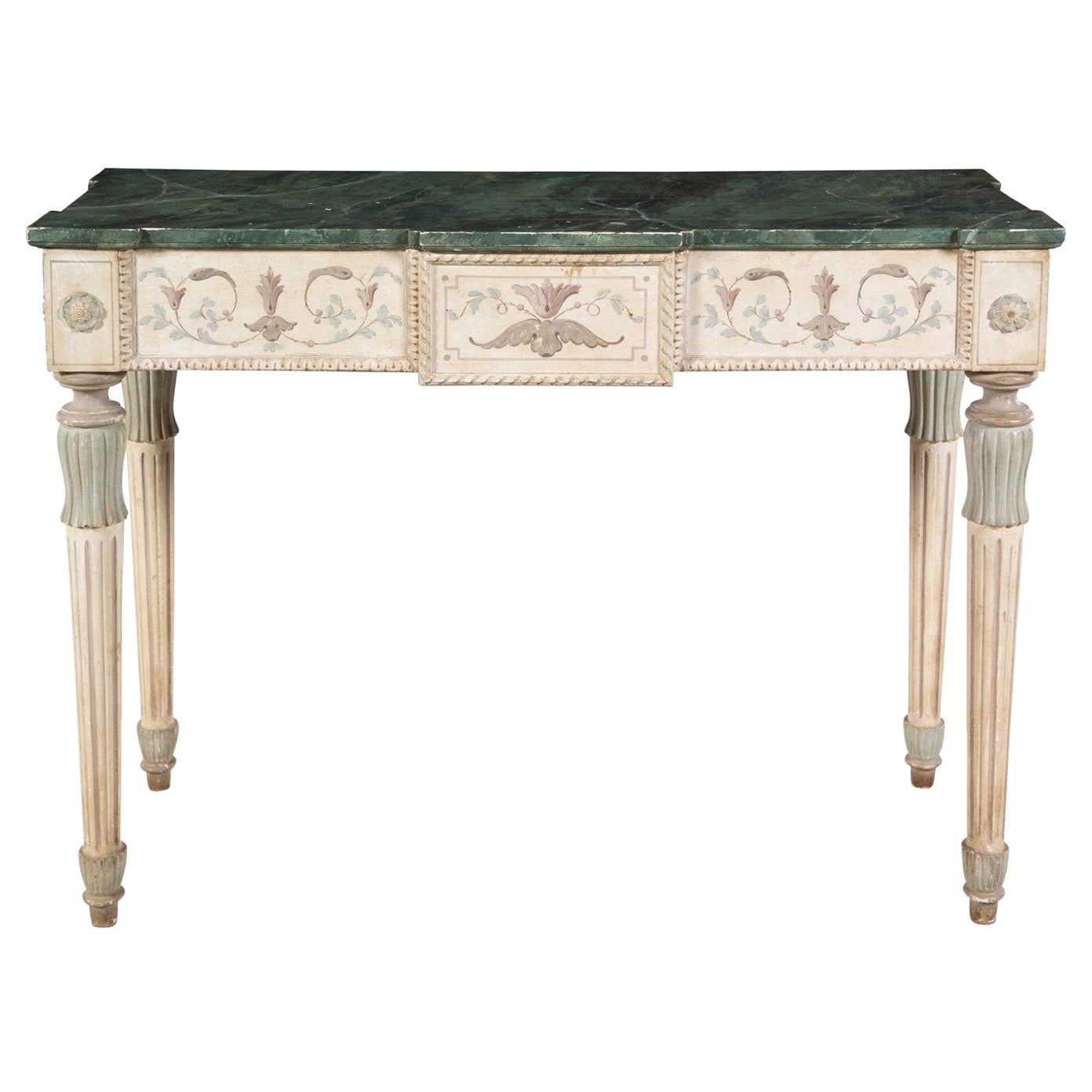 Italian Painted Console Table with a Wood Faux Marbleize Top, Late 19th Century For Sale