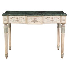 Table console italienne peinte avec plateau en bois et faux marbre, fin du 19ème siècle