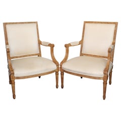 Pair of Fine Quality Square Back French Louis XVI Armchairs, Circa 1960s