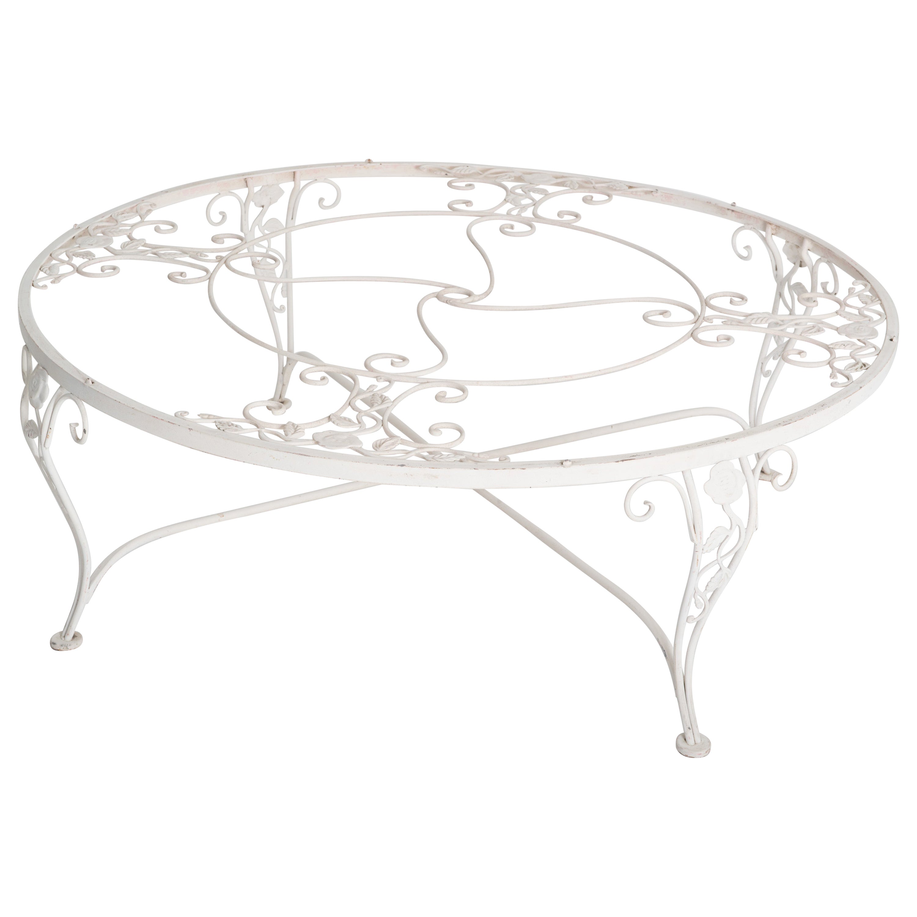 Woodard Chantilly Rose Wrought Iron Coffee Table
