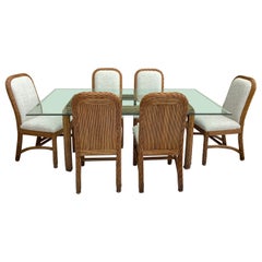 Woven Reed Dining Table w/ 8 Chairs, Crespi Style