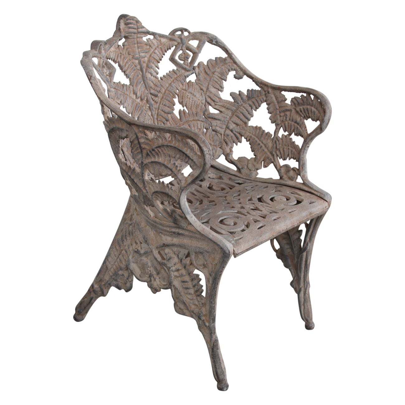 Vintage Victorian Cast Iron Garden Chair For Sale