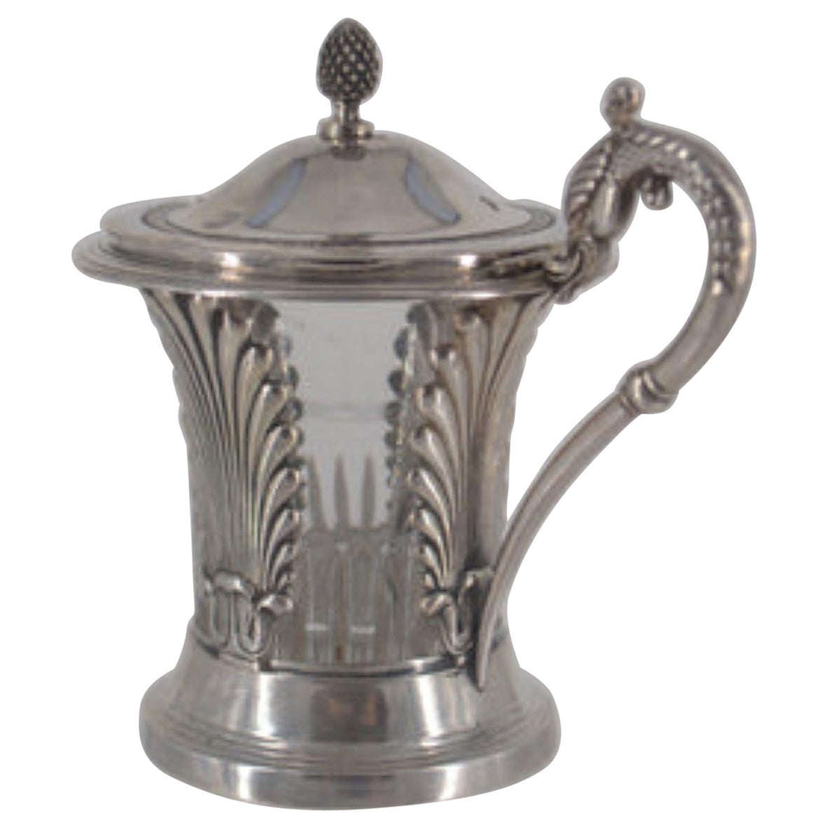 Saucière/carafe en argent sterling et cristal