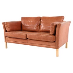 Danish Mid-Century Mogens Hansen Leather Two-Seat Sofa