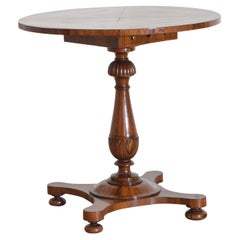 Italian Late Neoclassic Circular Tilt-Top 2Drawer Side or Center Table, 2ndq 19C