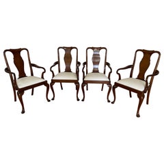 4 Queen Anne Style Dining Arm Chairs
