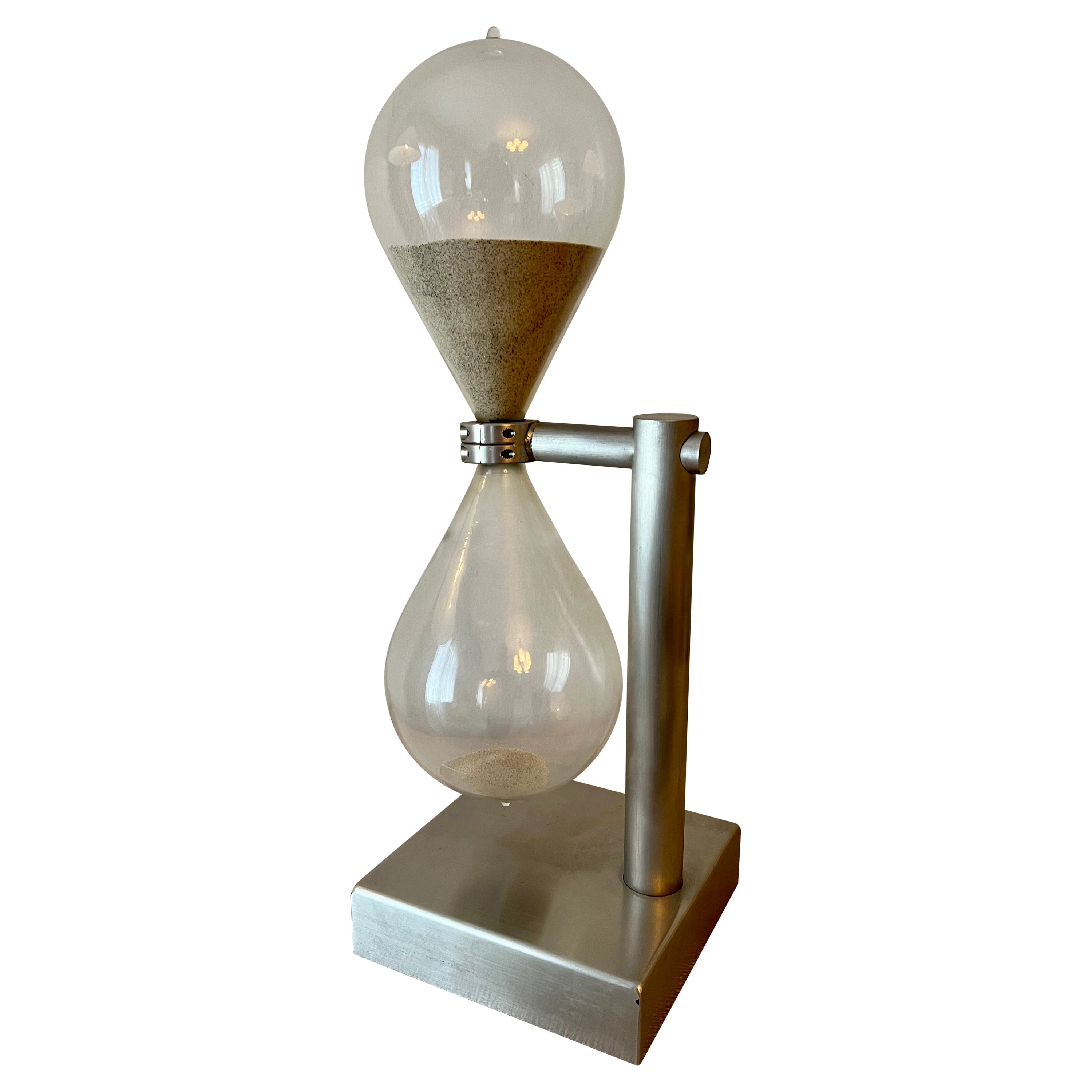 Brushed Aluminum Industrial Hourglass on Stand