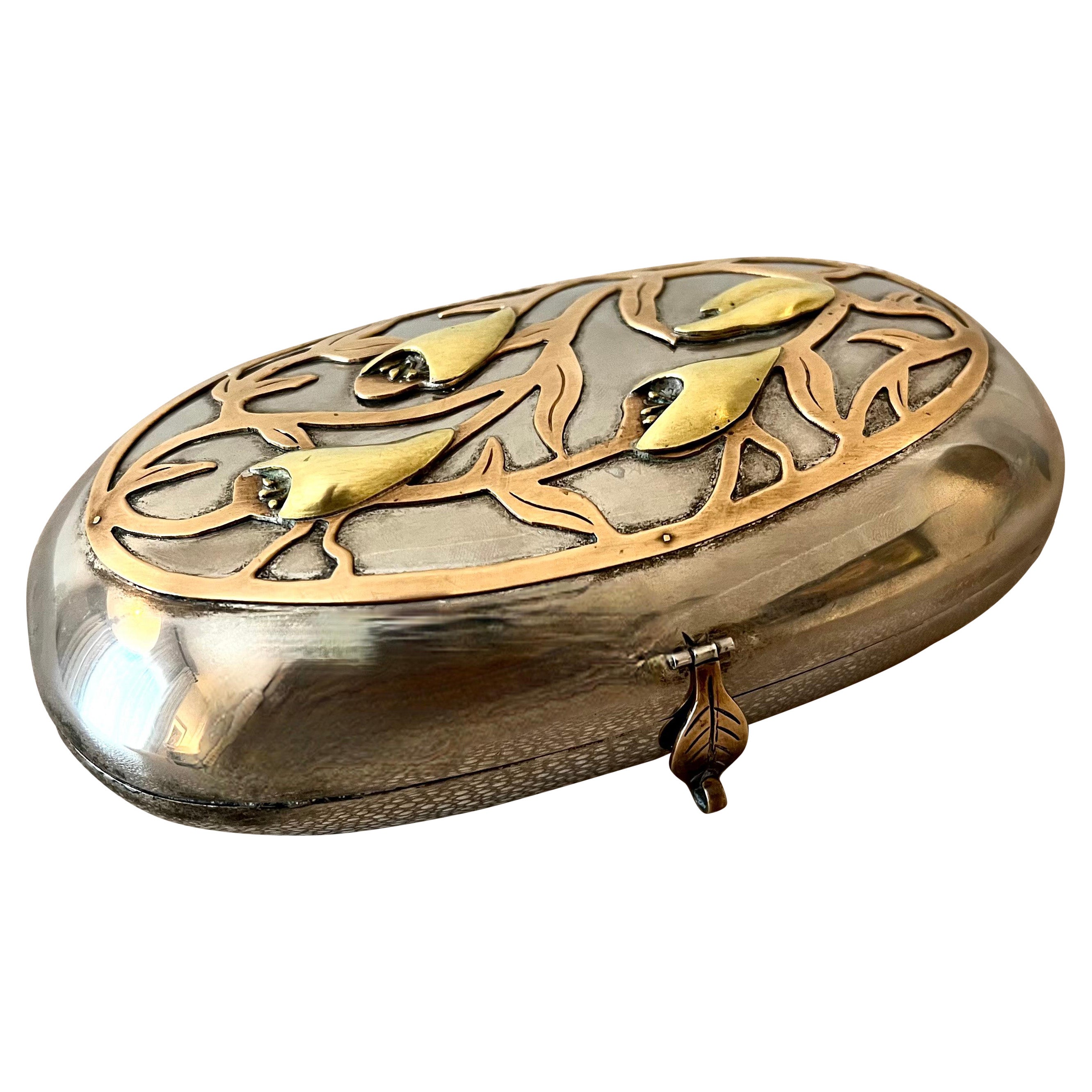 Art Nouveau Mixed Metal Detail Decorative Box