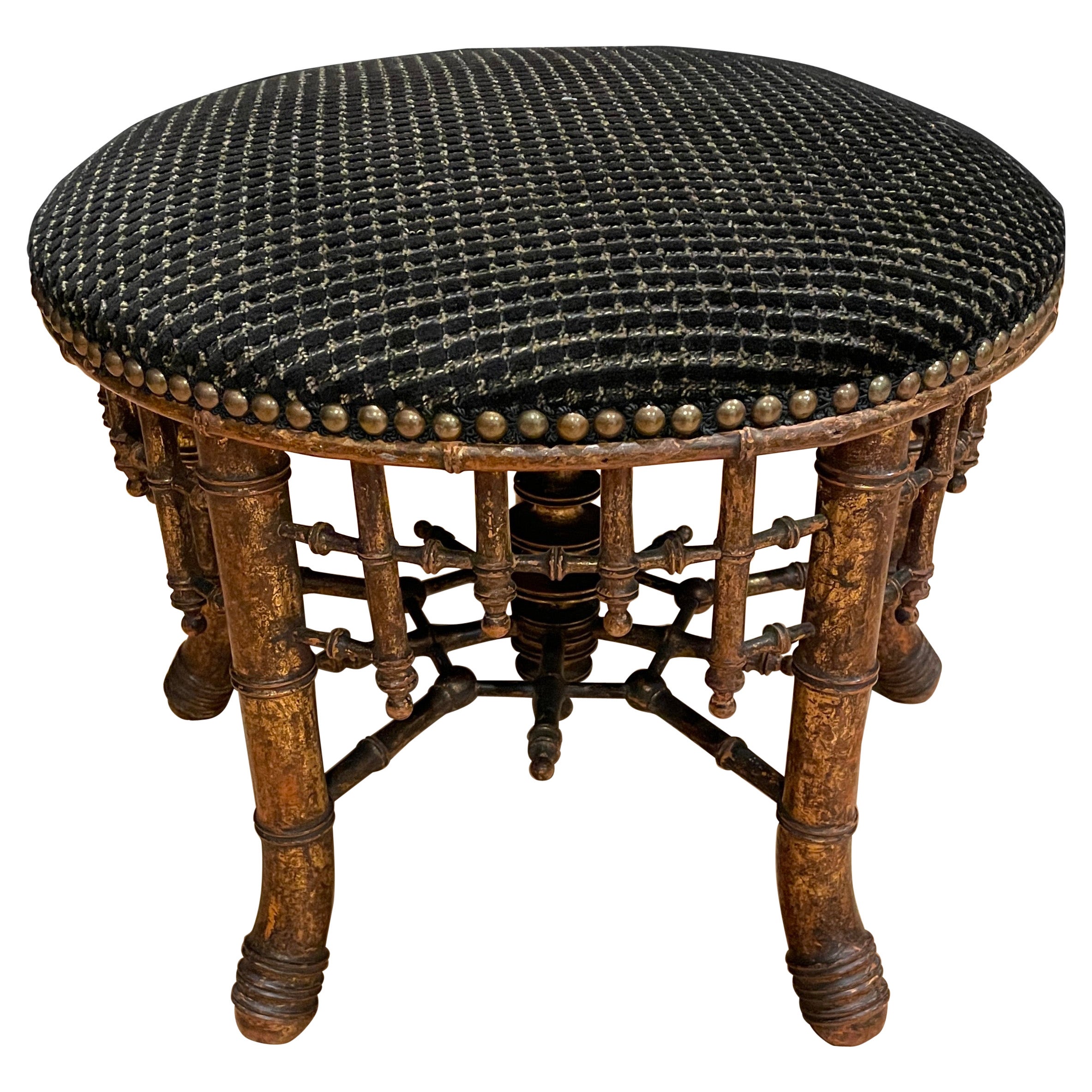 Aesthetics Movement Antique Faux Bamboo Stool For Sale