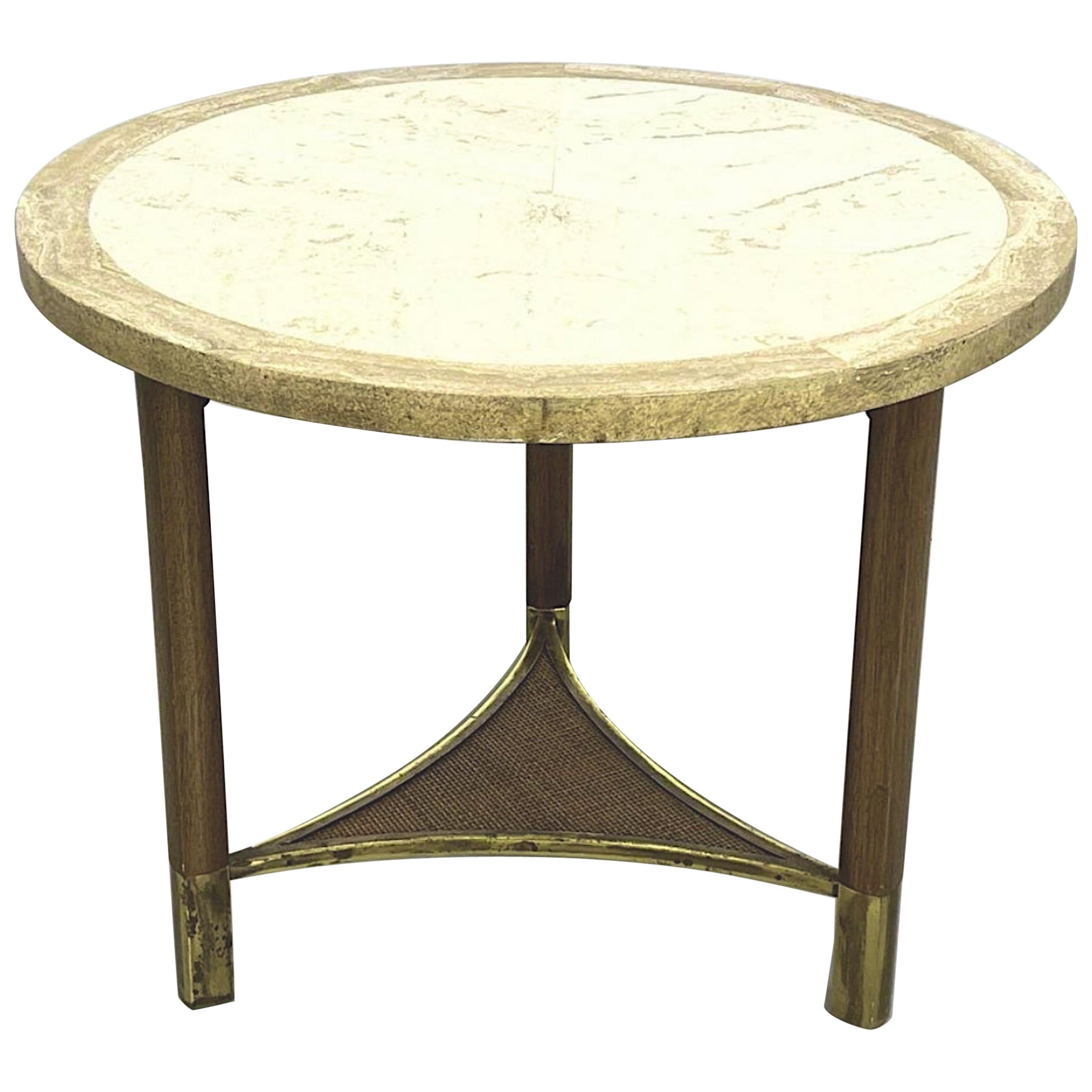 Dunbar Style Brass and Marble Side Table