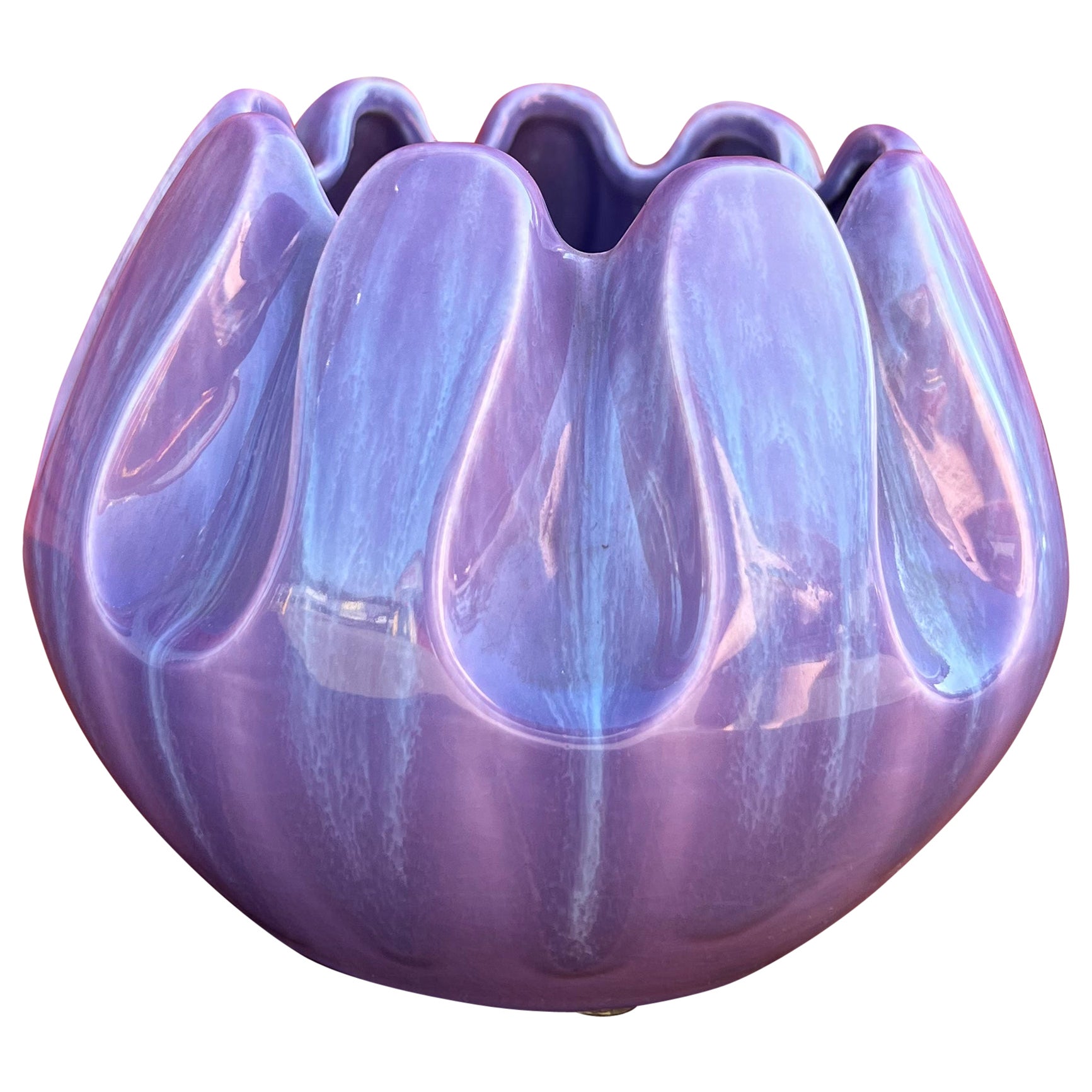 Mid Century Modern Royal Haeger Ceramic Purple Vase/Serving Bowl