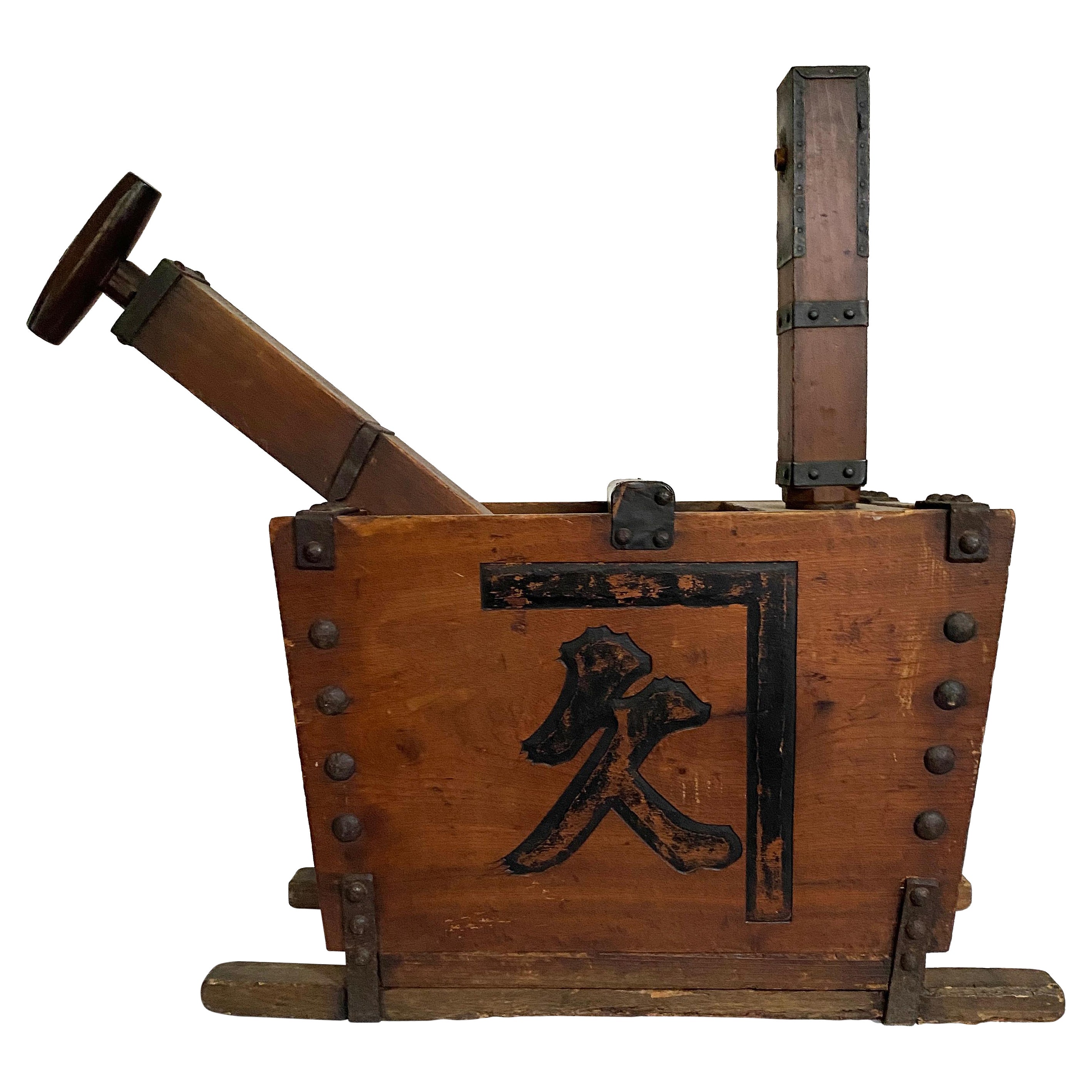 Antique Japanese Fireman's Water Bucket and Tools, Edo Period, 19th Century For Sale