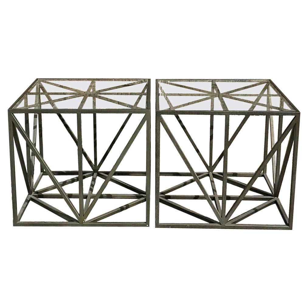 Vintage Contemporary Girder Side Tables - a Pair