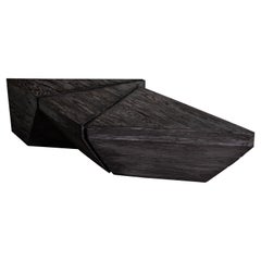 Vintage 1111 Coffee Table, Geometric Weathered Black Oak Coffee Table