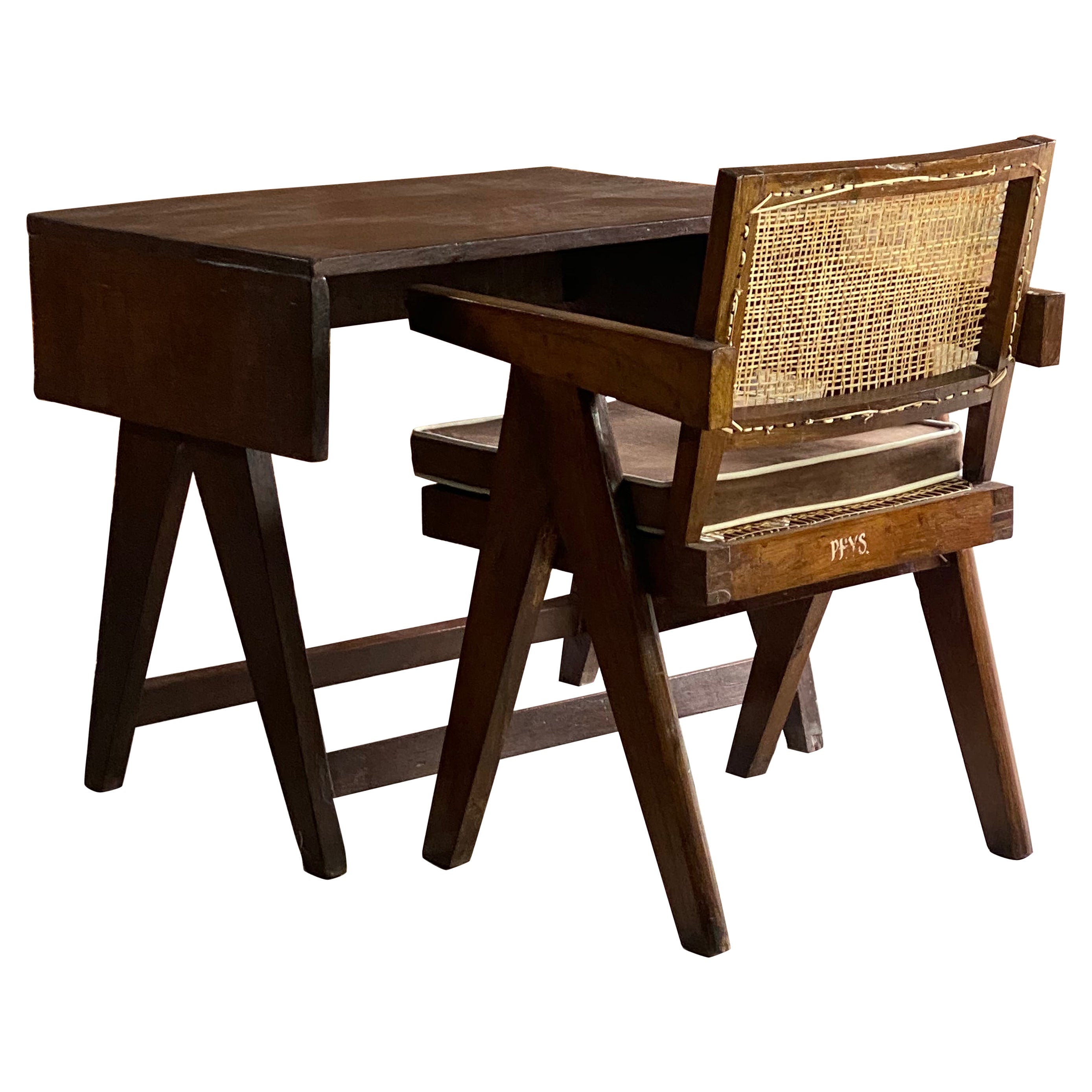 Pierre Jeanneret Rare, Spectacular X Leg Chandigarh Desk, France