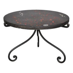 Wrought Iron Coffee Table 1940 Style Onyx Tray with Inlays