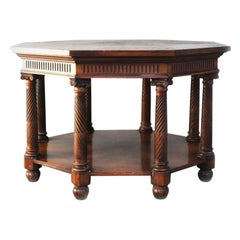 Antique Octagonal Side Table with Double Walnut Top