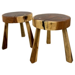 Vintage Nakashima Style, Mid-Century Modern, Studio Made Stools, 1970s