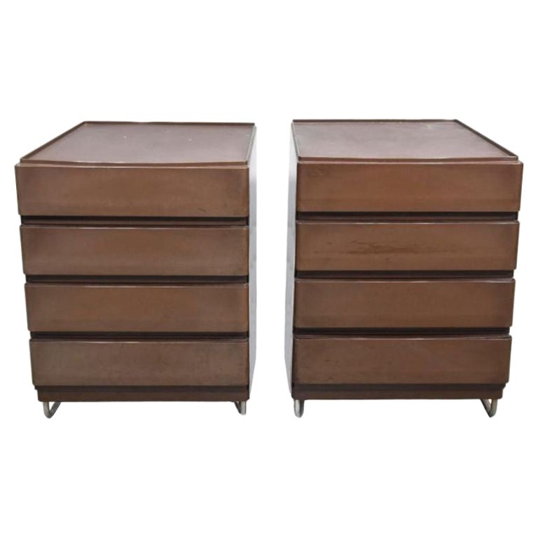Pair of Vintage Plastic Bedside Table Stackable Forming Franco Annoni Semainier