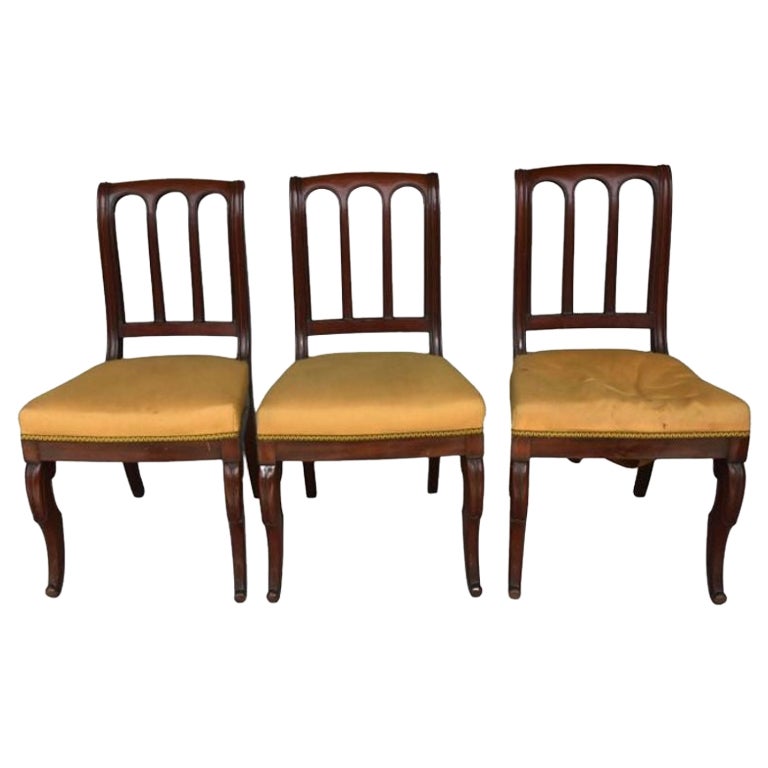 Set of Three 19th Century Restoration Chairs Stamped Jeanselme For Sale