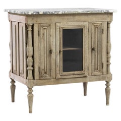 Used Turn of the Century French Oak Cabinet with Marble Top