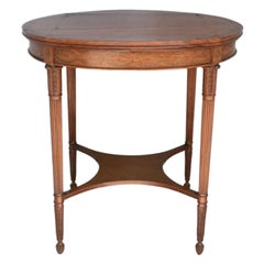 Mesa inglesa de pedestal de madera satinada del siglo XIX
