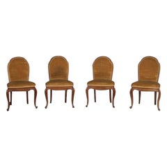 Vintage Set of 4 1920 Yellow Velvet Chairs