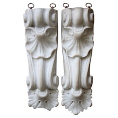 19th C Carved Pair of Marble Decorative Architectural Corbel Elements 