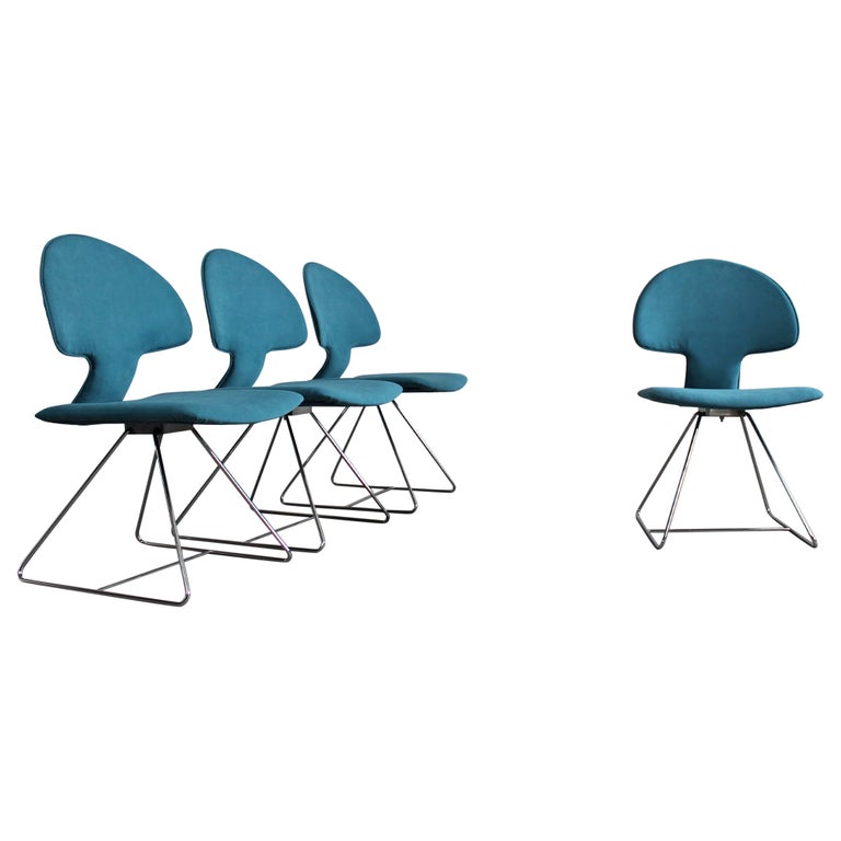 Vittorio Introini Set of Four Longobarda Chairs by Saporiti 1960s Italy For Sale