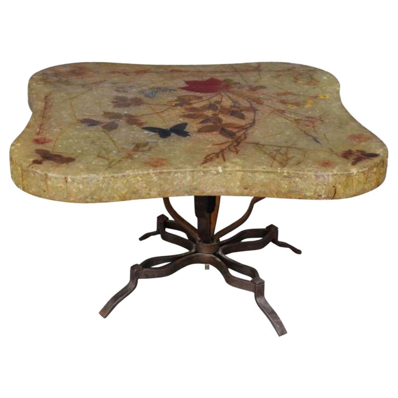 Coffee Table Resin 70s Inclusion Butterflies of Accolay